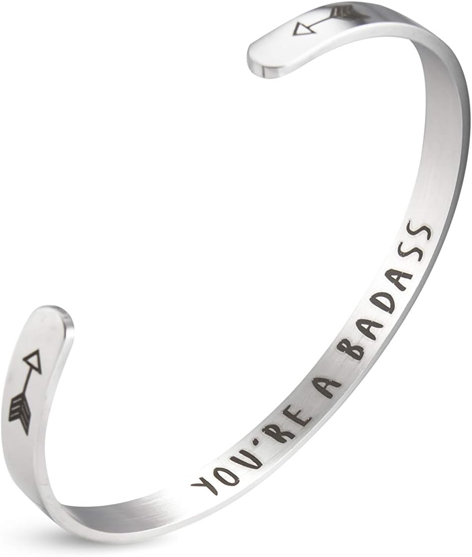 A N KINGPiiN Inspirational Bracelets for Women Inspirational Gift for Women, Men Motivational Birthday Cuff Bangle Friendship Personalized Mantra Jewelry Come Gift Box