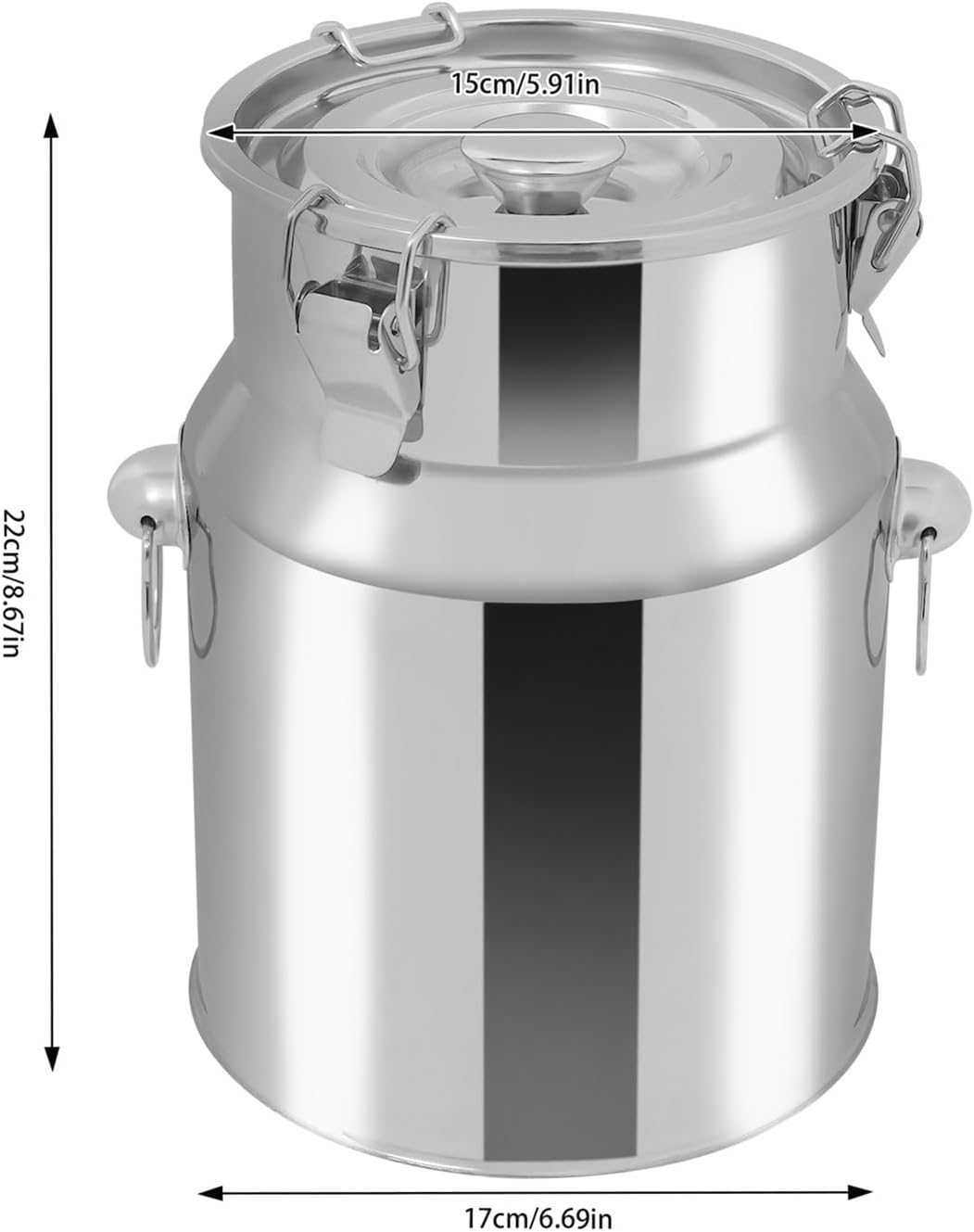 201 Stainless Steel Seamless Milk Jug Milk Pail, Anti-Leak Liquid Storage Container with Tight Lid