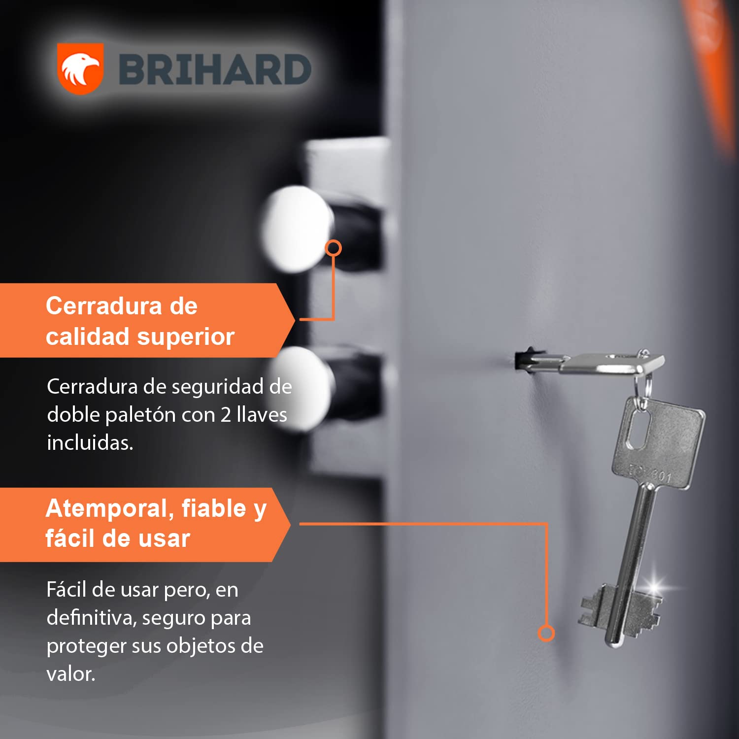 Caja Fuerte Brihard Gun Drawer con Cerradura de Llave, Resistente alfombrada, Caja Fuerte Duradera y Segura con Posibilidad de Instalar en Muebles, Almacenamiento Discreto para Armas y Munición
