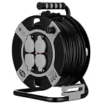 REV Kabeltrommel EX 50m Outdoor Verlängerungskabel außen IP44, Ideal für Garten und Camping, 4-fach, H05VV-F, grau