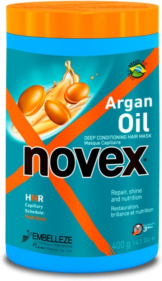 Novex Argan Oil Deep Conditioning Hair Mask 14 oz - Prevents & Repairs Split Ends