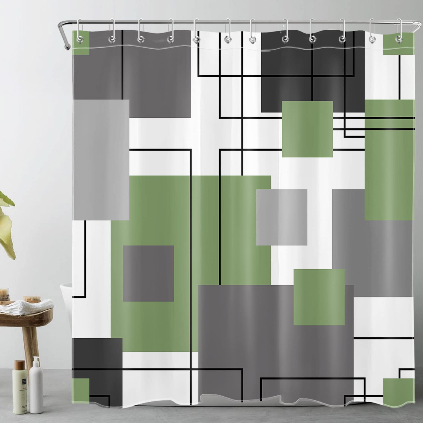 Gibelle Grey Eucalyptus Shower Curtain
