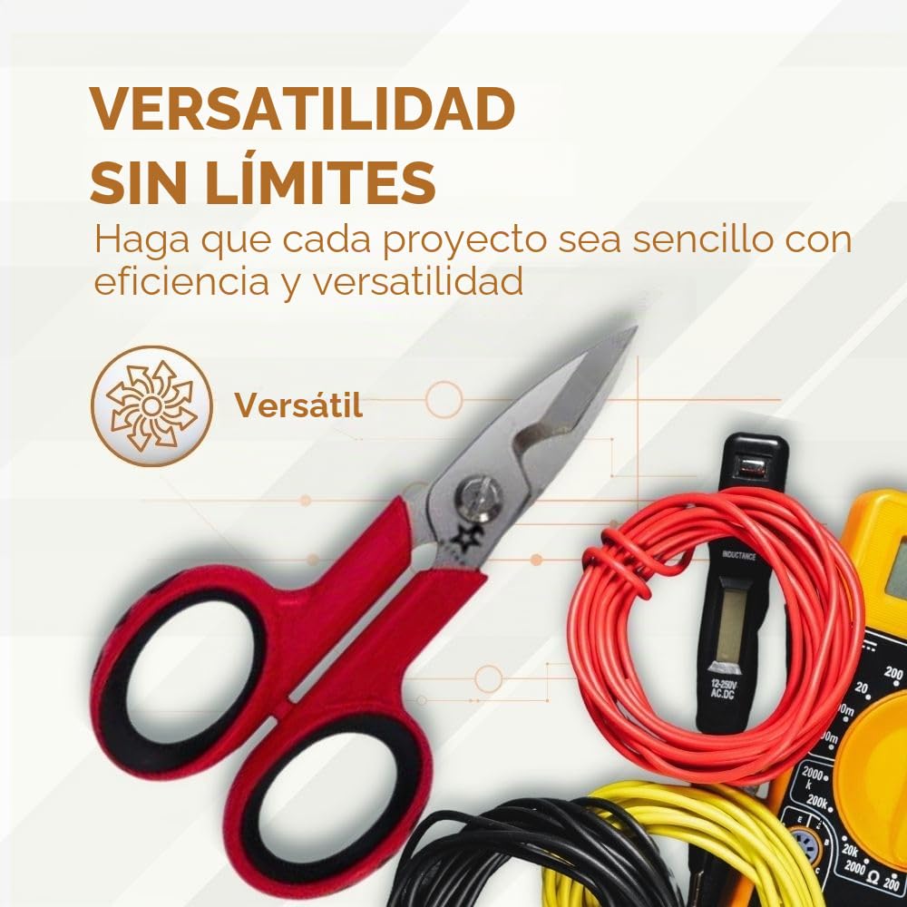 Tijeras para electricista con mango aislado y hoja inoxidable