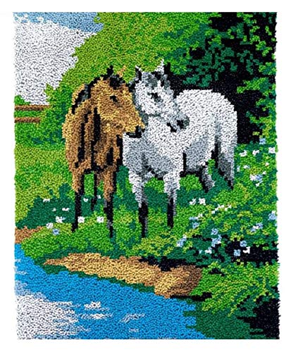 Kit de crochet pour tapis de lac et chevaux, cadeau idéal canevas