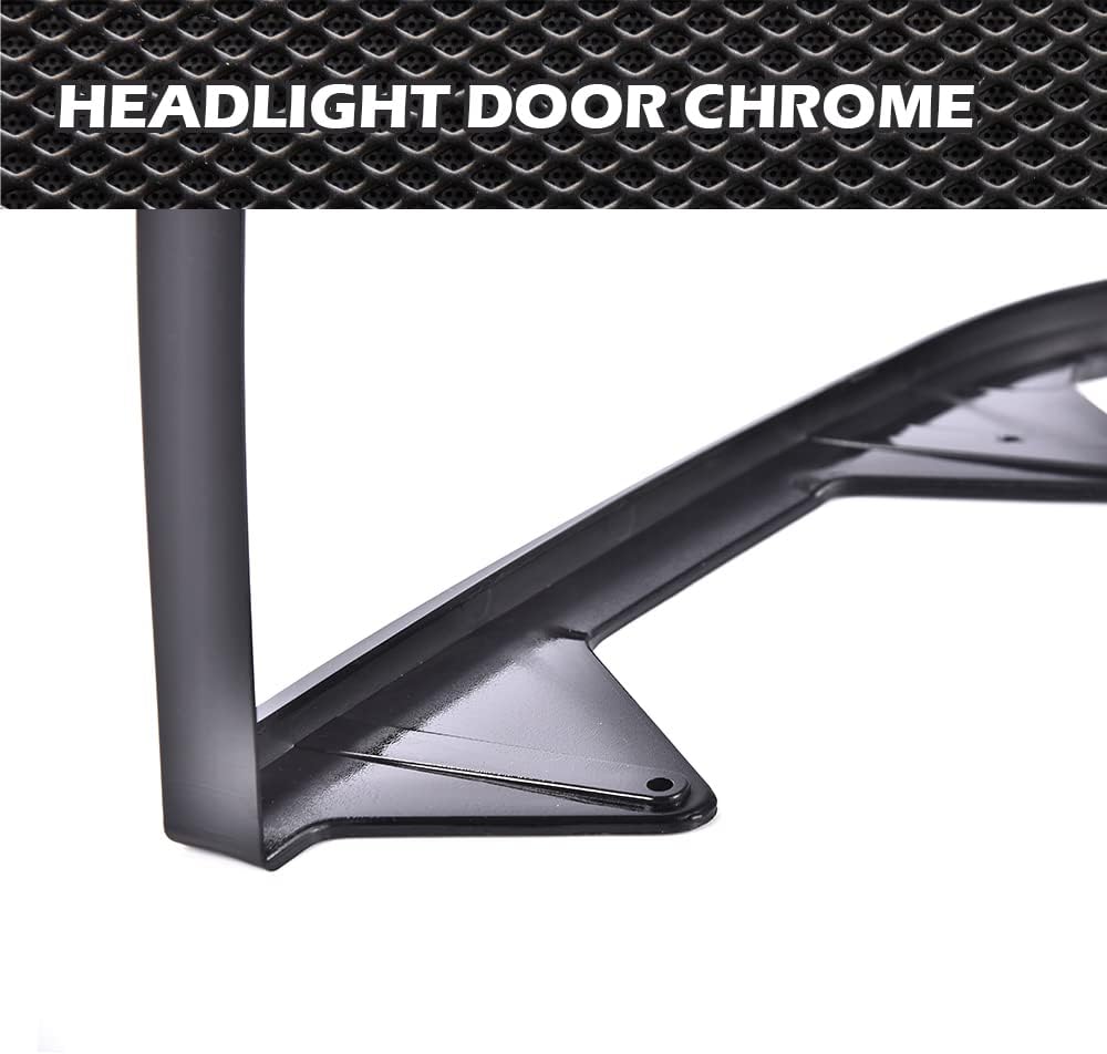 PIT66 Headlight Doors, Compatible with 1992-1996 Ford F150 F250 Black Chrome