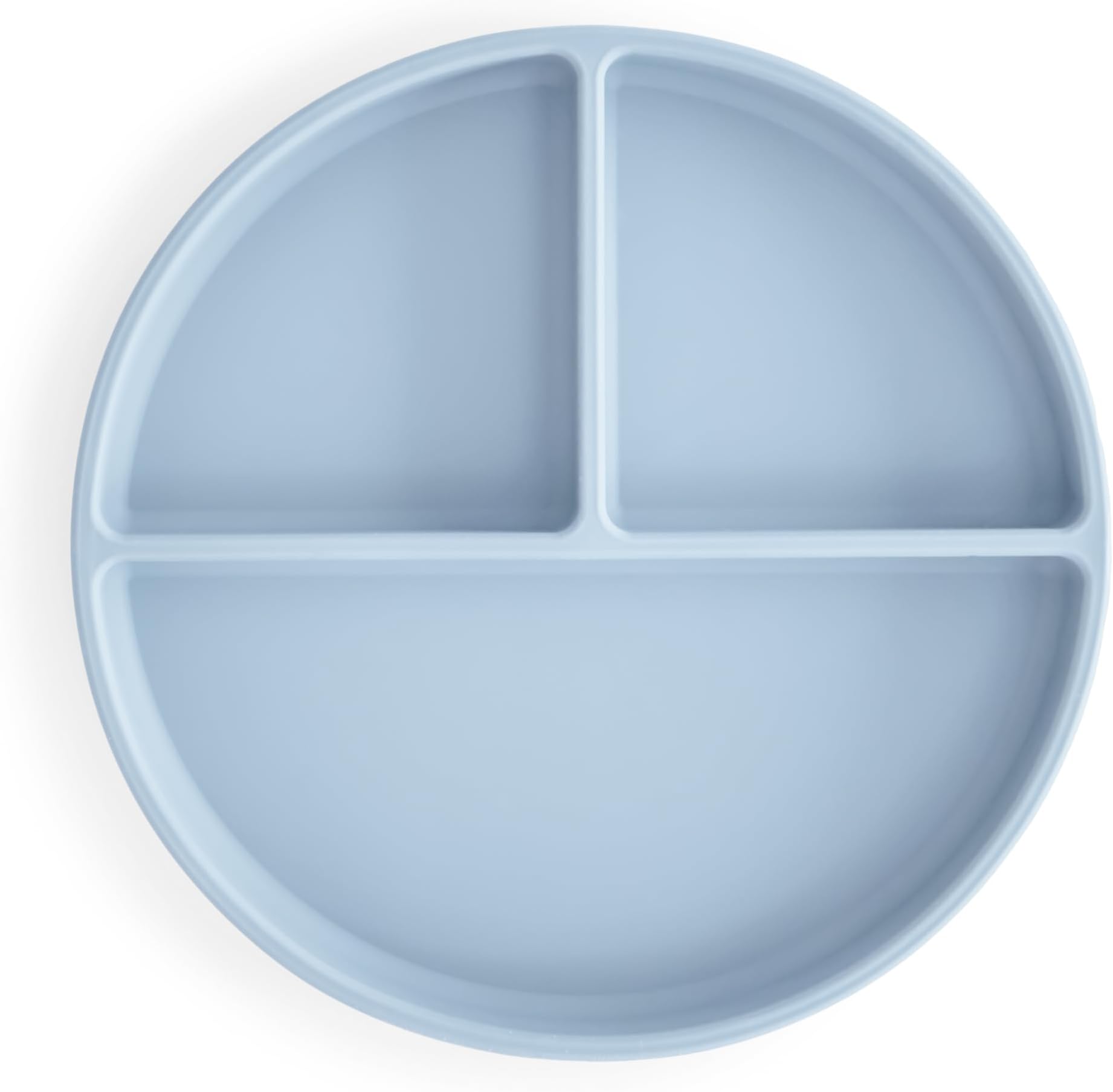 Mushie Silicone Suction Plate | Non-Slip Divided Plate for Babies & Toddlers | Food Grade Silicone | Dishwasher & Microwave Safe | Powder Blue
