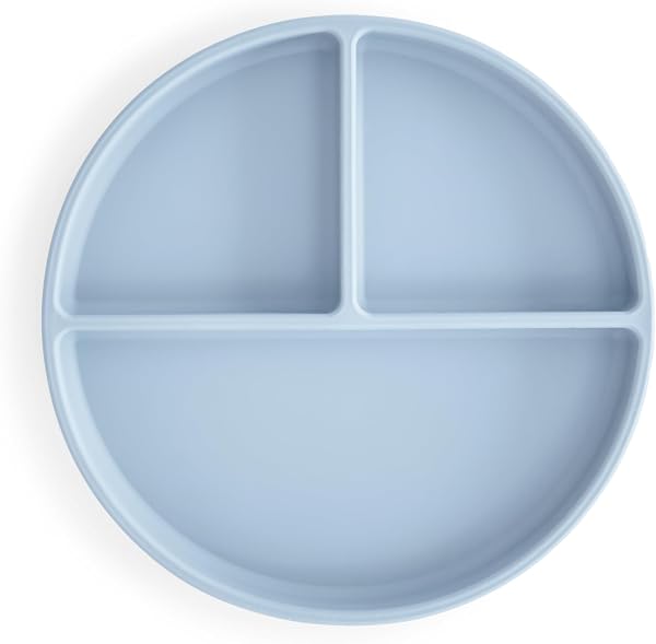 mushie Platos de Silicona para Niños | con Ventosa Antideslizante | Accesorios de Aprendizaje para Bebés y Niños Pequeños | Sin BPA | Resistente al Lavavajillas y al Microondas | Powder Blue - 1