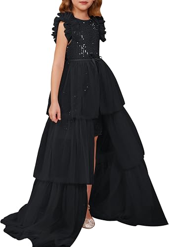 GRACE KARIN Girls Dresses Sequin Party Formal Pageant Dress Tween Girl Birthday Tulle Prom Princess Maxi Dress Size 5-14