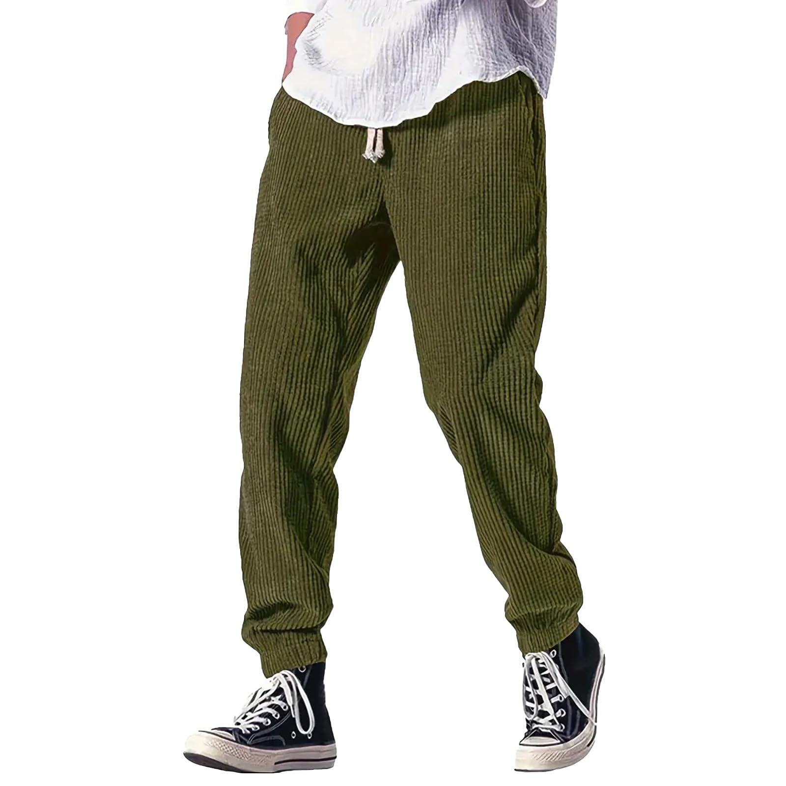 Generisch Pantalon en velours côtelé gaufré pour homme - Couleur unie - Baggy - Vintage - Tendance - Automne - Hiver - Décontracté - Taille élastique - Pantalon de survêtement polyvalent - Pantalon