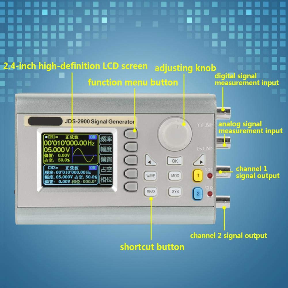 Akozon JDS2900 DDS Signal Generator Zähler,15MHz-60MHz hoher Präzisions Zweikanal Arbitrary Wellenform Funktions Generator Frequenz Meter 266MSa/s Sinus/Dreieck/Quadrat/Pulswelle(15MHz)
