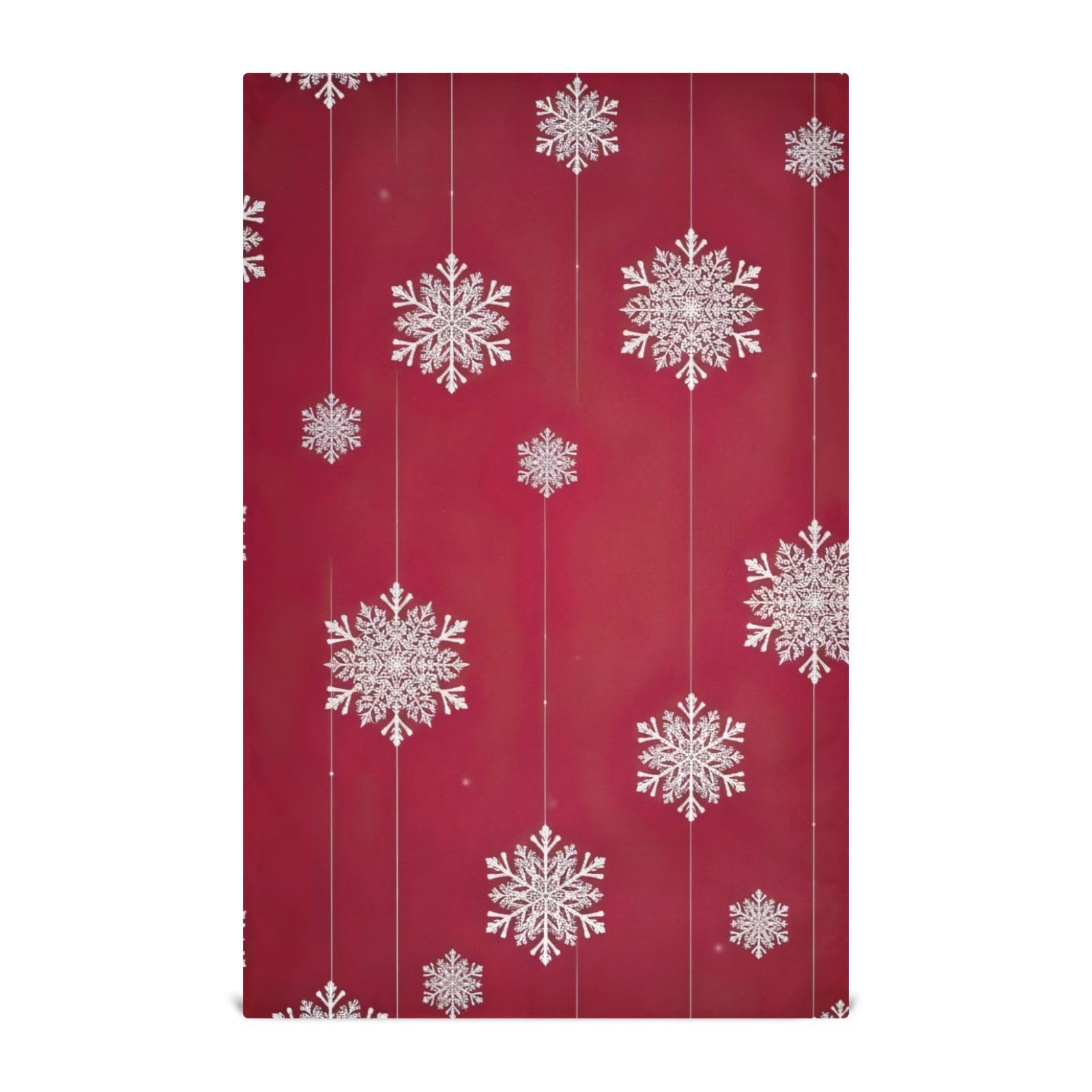 Torchon de cuisine de Noël blanc GAIREG aux flocons de neige rouges 71x45 cm