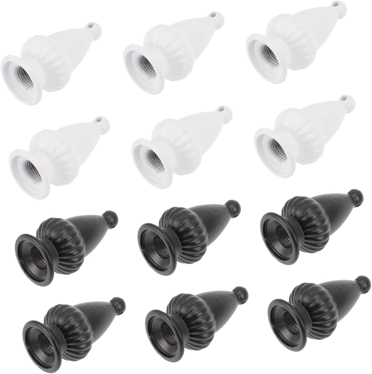 12pcs Chic Lamp Finials Threaded Knobs for Floor Table Lamps Decorative Light Screw Caps Black White Easy to Install for Home