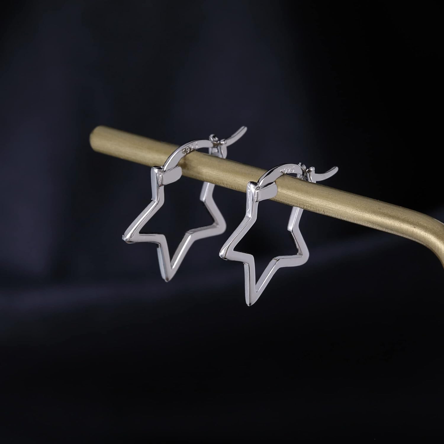 Reffeer Solid 925 Sterling Silver Minimalist Star Hoop Earrings for Women Teens Star Huggie Earrings Hoop - Image 6