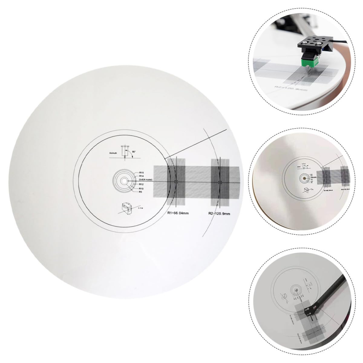 Tofficu Piastra di Calibrazione del Disco in Vinile Accessorio per Giradischi Strumento di Regolazione del Pickup Misuratore della Distanza Tappetino Goniometro per Allineamento Adatto
