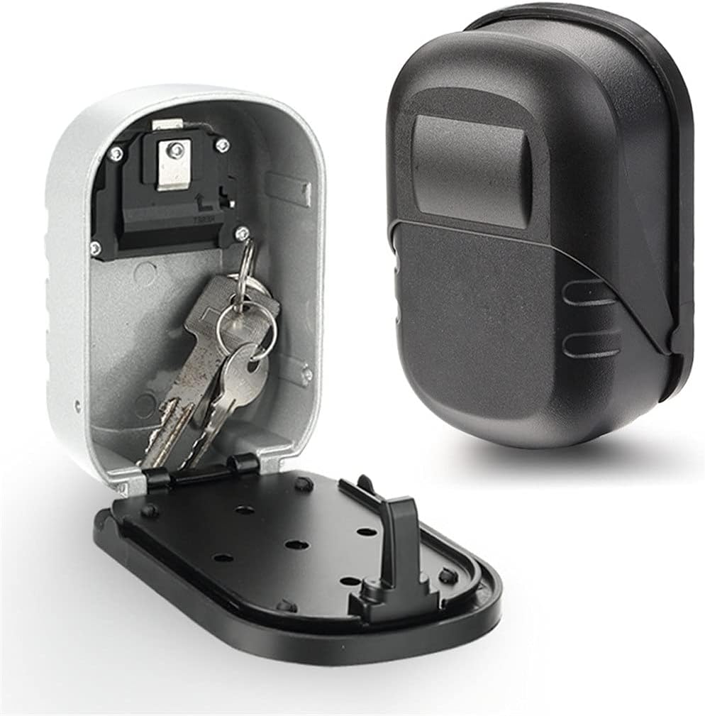 JSEIAJB Wall Mounted Outdoor Key Storage Lock Box Push-Button Combination Password Key Safe Box Resettable Code Key Holder(White-Fruit peach5)