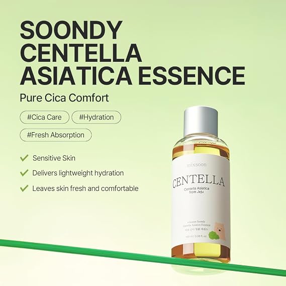 Soondy Centella Asiatica Essence - CICA, Skin Barrier Support, 100ml
