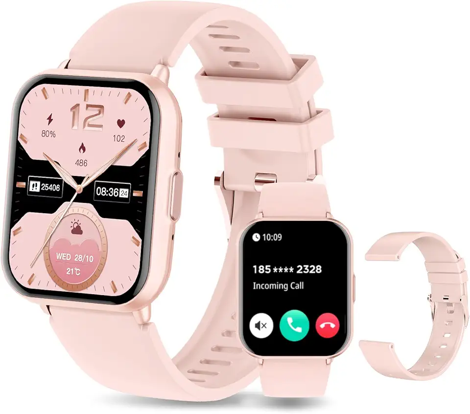 PEJE Relogio Masculino,Tela HD de 1,83" Relógio Smartwatch com Alexa, Ai GPT, 123 Esportes,Frequência Cardíaca e Monitoramento do Sono,1 ATM à rova d'água, Compatível com Android iOS（Rosa）