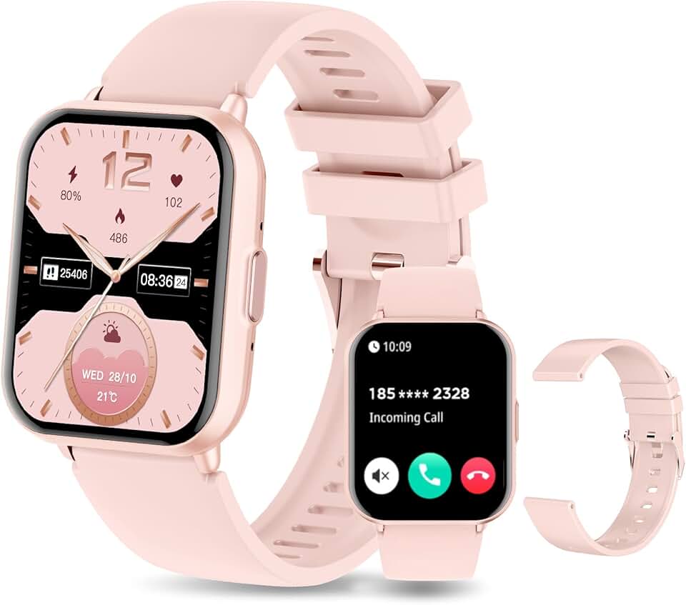 PEJE Relogio Masculino,Tela HD de 1,83" Relógio Smartwatch com Alexa, Ai GPT, 123 Esportes,Frequência Cardíaca e Monitoramento do Sono,1 ATM à rova d'água, Compatível com Android iOS（Rosa）