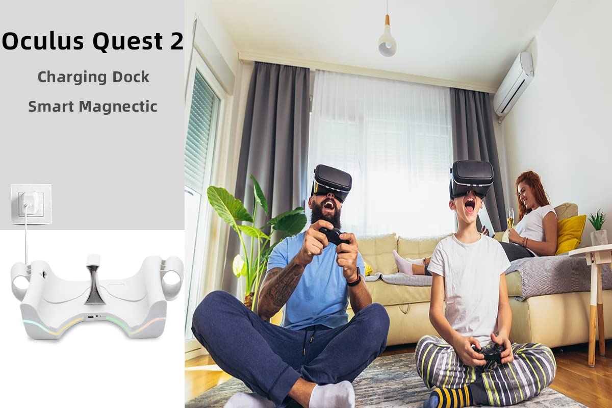Base de carga antideslizante para auriculares con indicador LED, 2 modos de visualización, estación de carga magnética rápida para auriculares VR