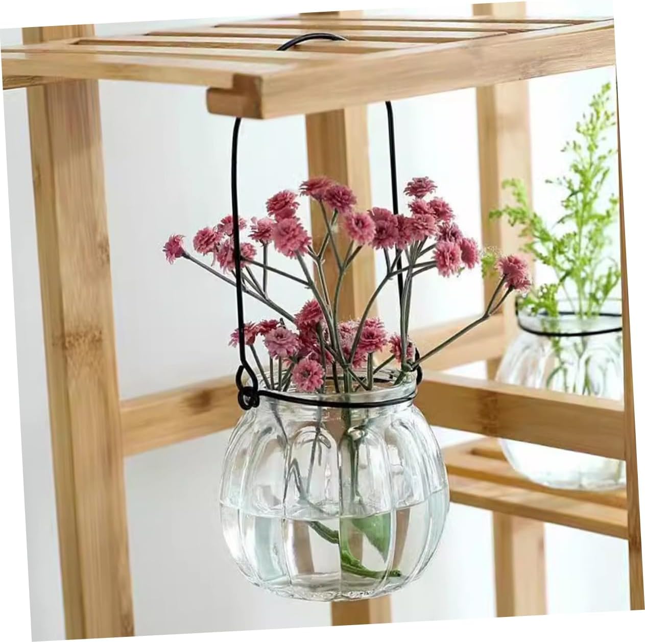 6Pcs Clear Glass Hanging Vases for Indoor Plants Wall Mounted Hydroponic Planters for Air Plants Candle Decor Versatile Home Decor