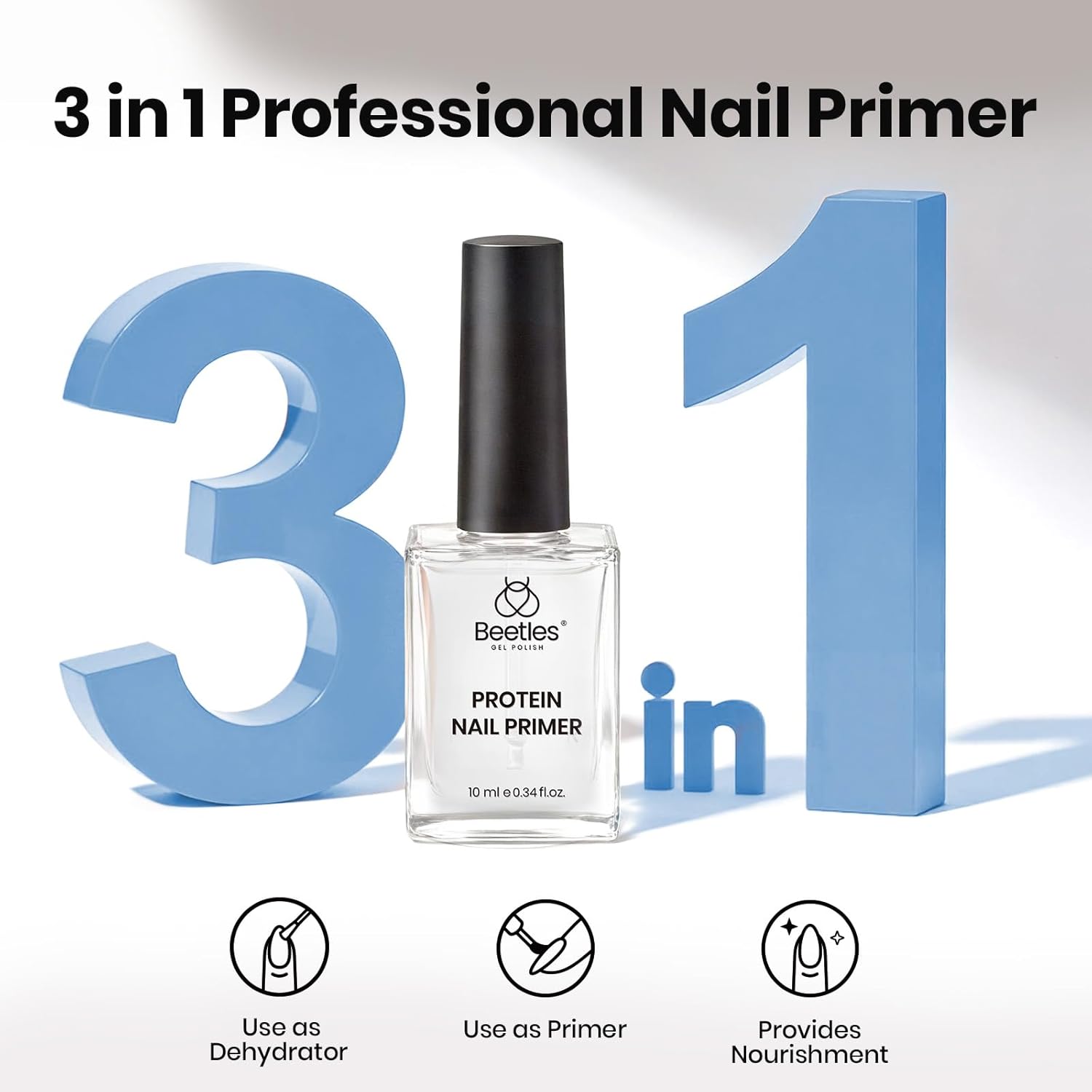 Beetles HEMA-Free Nail Glue & Primer Set, 2Pcs 10ml TPO Free Super Strong 9 in 1 Nail Glue Gel and Bond Primer for Acrylic Fast Dry Supplies, Long-Lasting Professional Kit, U V Light Required