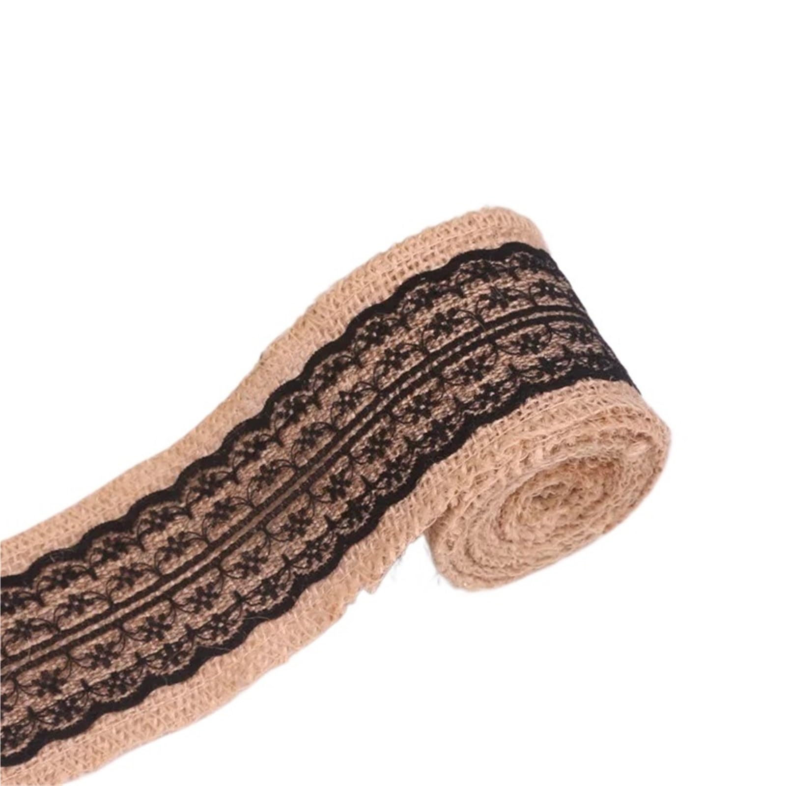 Burlap Fabric Roll 2Meters/Roll (6cm Width) Natural Jute Burlap Ribbon Rustic Vintage Wedding Decoration Lace Hessian Roll Party Supplies(Black)
