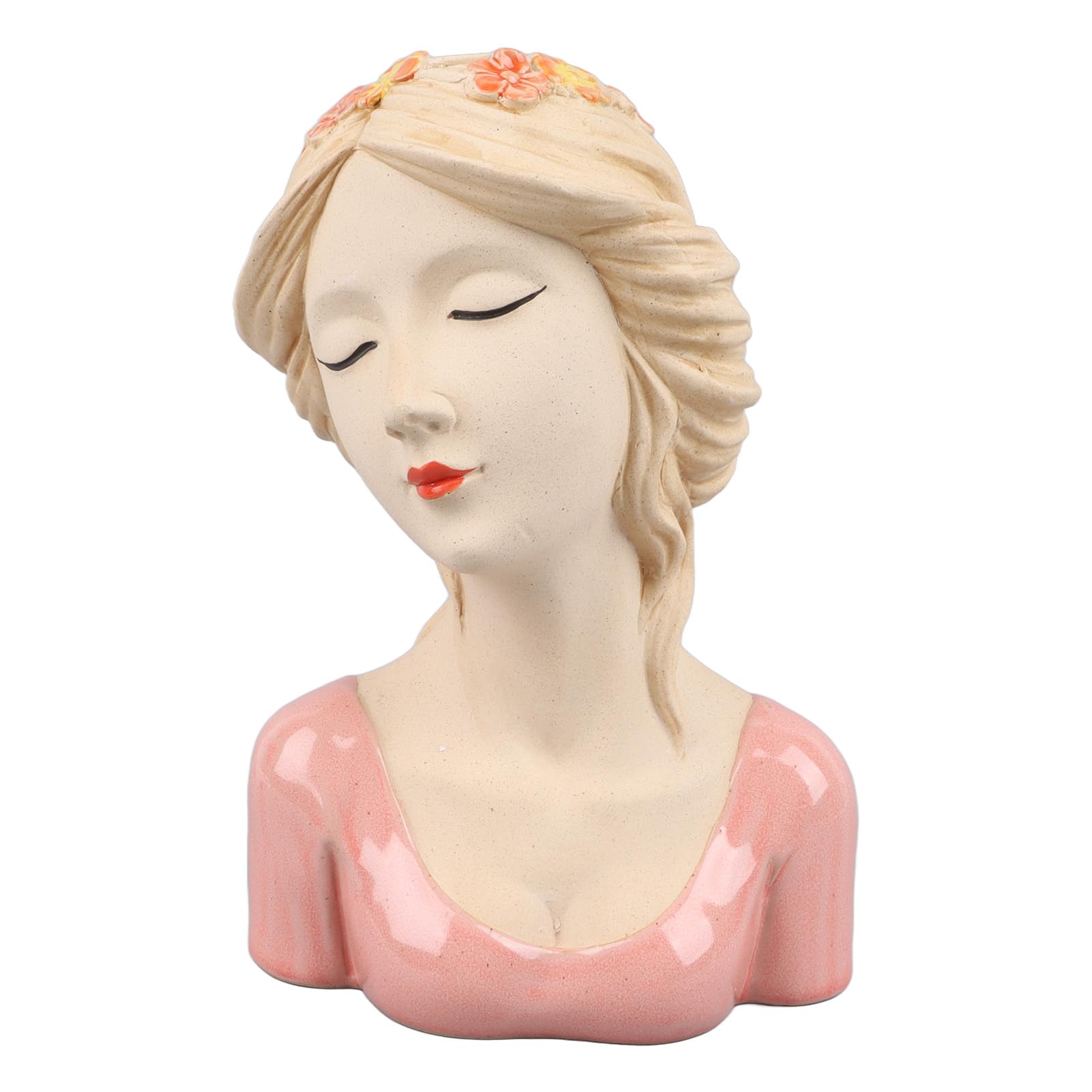 SIXRUN Vaso Moderno in Ceramica per Fioriera con Testa di Donna in Ceramica Bianca 22 X 13,5 X 7 Cm per Fiori Freschi, Secca, Portaoggetti per Spazzole, Decorazioni per la Casa per gli Amanti delle