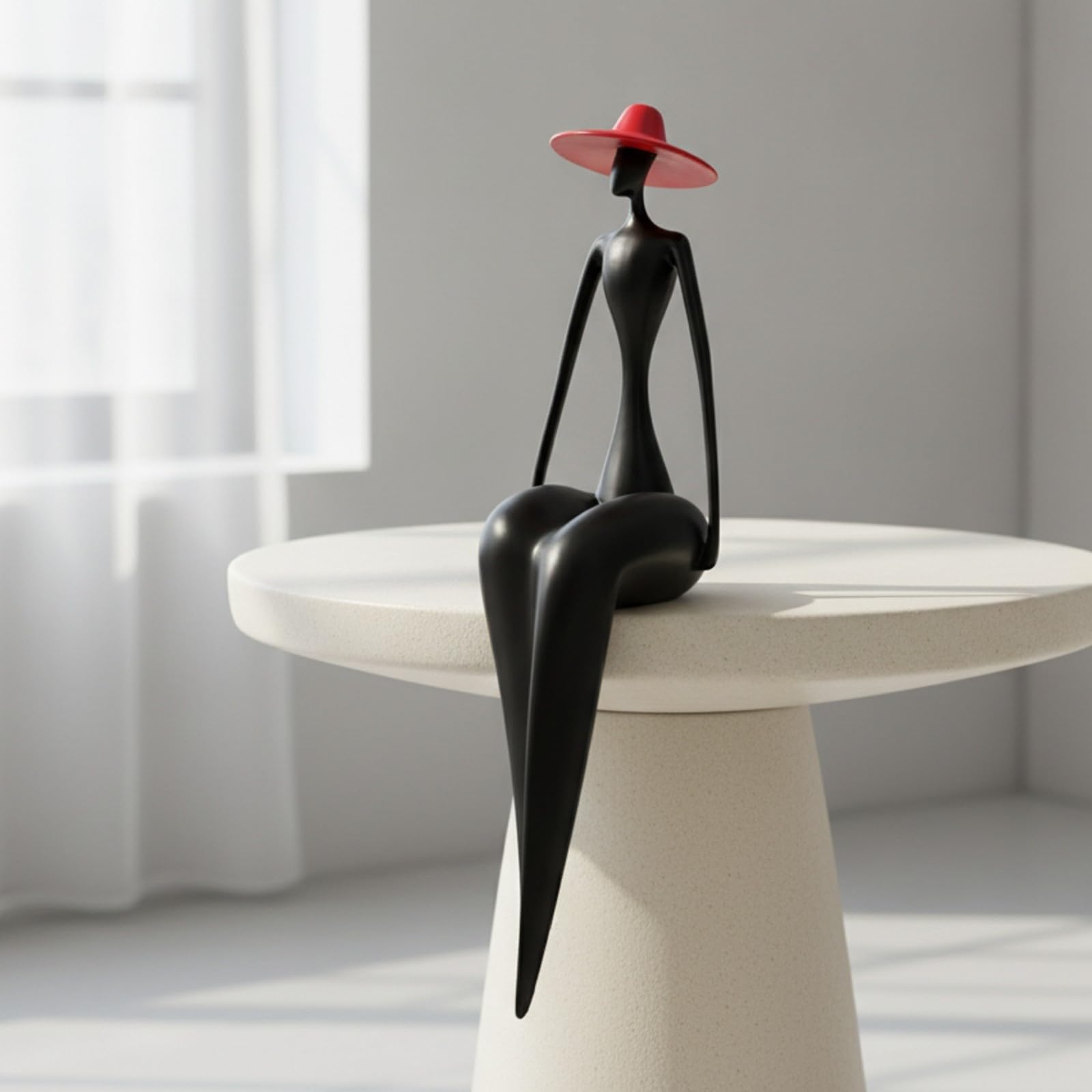 Figura Decorativesina Negra Elegante, Abstracto, Adorno Mujer con Cuerpo Alargado, parecibidor, S