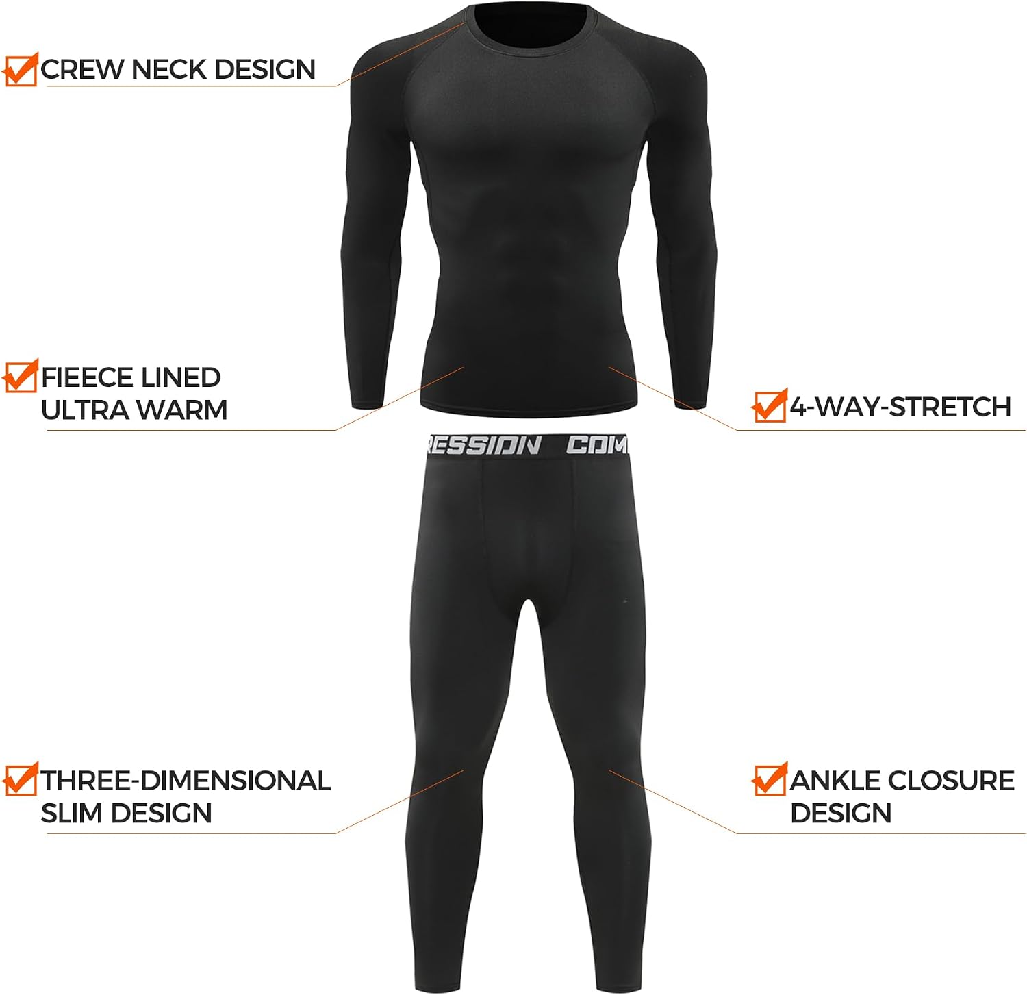 JOYWEST Kids Boys Thermal Underwear Set for Kids Toddler Winter Fleece Lined Base Layer Top Bottom Long Johns for Cold Winter