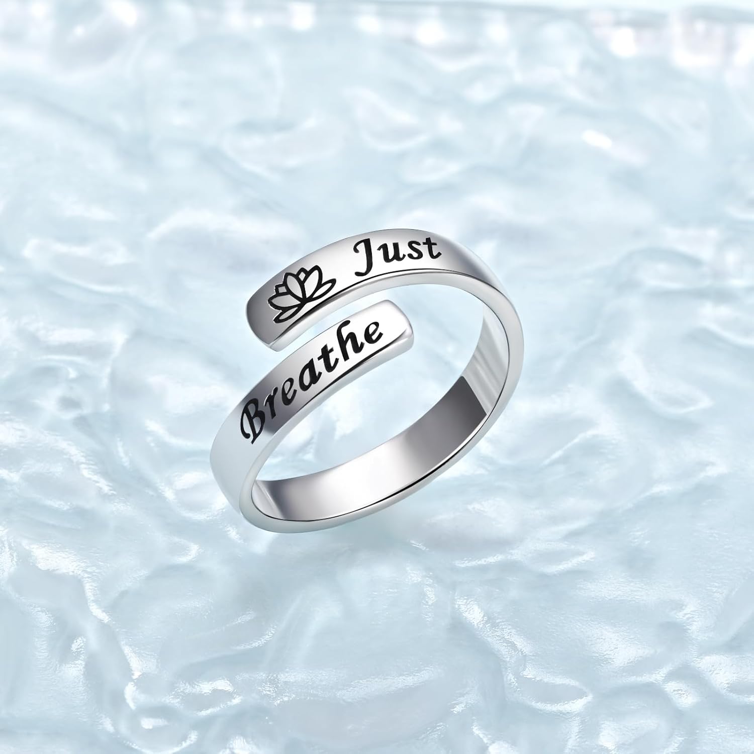 BEILIN Just Breathe Thumb Rings for Women 925 Sterling Silver Adjustable Inspirational Hope Ring Encouragement Gift - Image 4