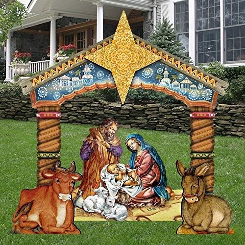 Christmas Nativity Set Holiday Wooden Freestanding Outdoor Decoration Set art by G.DeBrekht FS8114030 - Designocracy