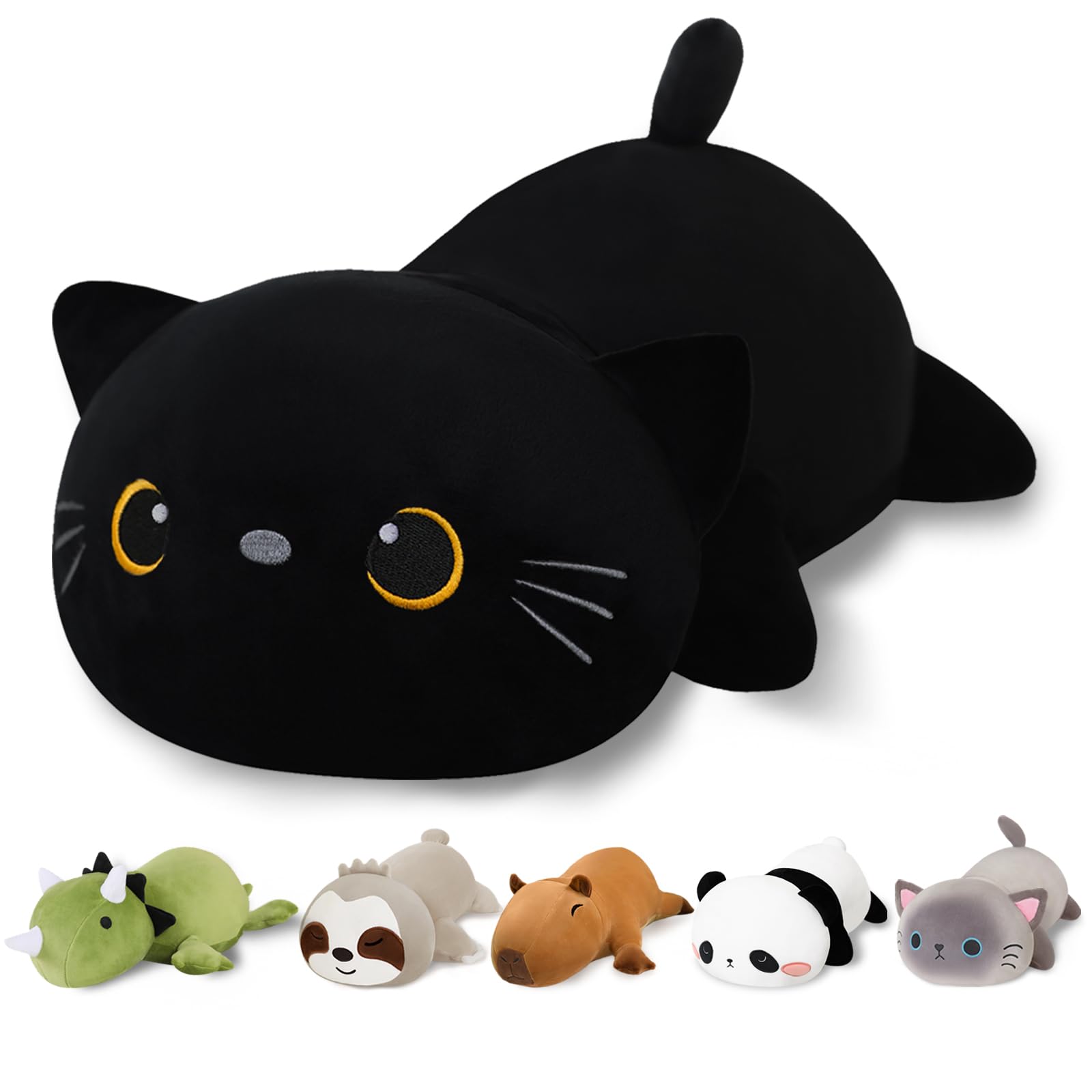 Weighted Black Cat Stuffed Animals Cute Weighted Black Cat Plush Soft Stuffed Weighted Plushie Pillow Gifts for Girls