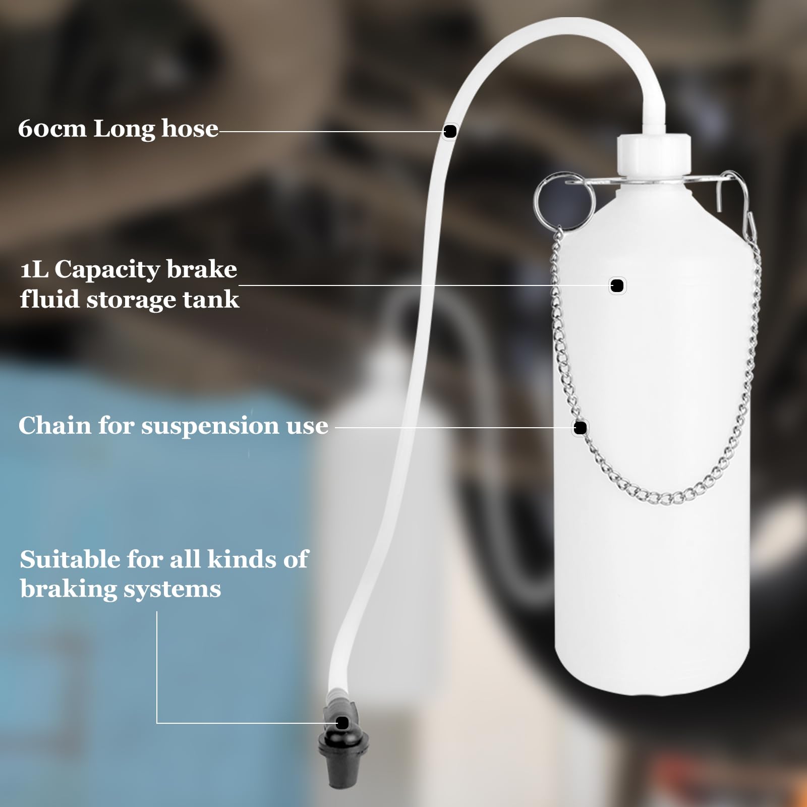 Bottiglia Raccolta Liquido Freni POFIBO Da 1L Con Tubo Flessibile - Per Auto, Moto, ATV - Foto 12
