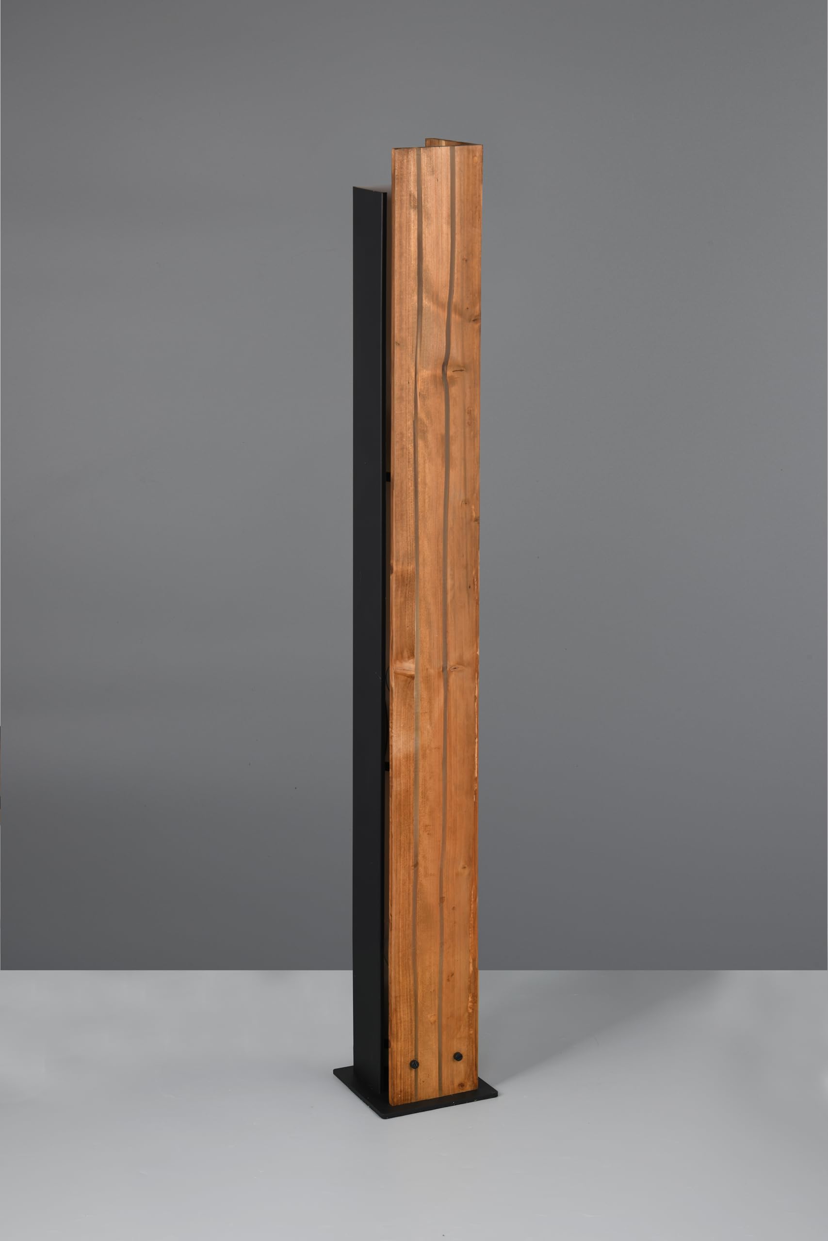 Trio Leuchten Lámpara de Pie KARUNI 463300330, Negro Mate Metal, Madera Natural, excl. 3x E27