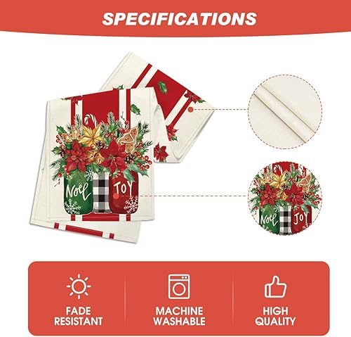 Miniatura 5 de Artoid Mode Noel Joy - Camino de mesa de Navidad con jarrón de pascua, pan de jengibre, decoración de mesa de comedor para decoración del hogar,