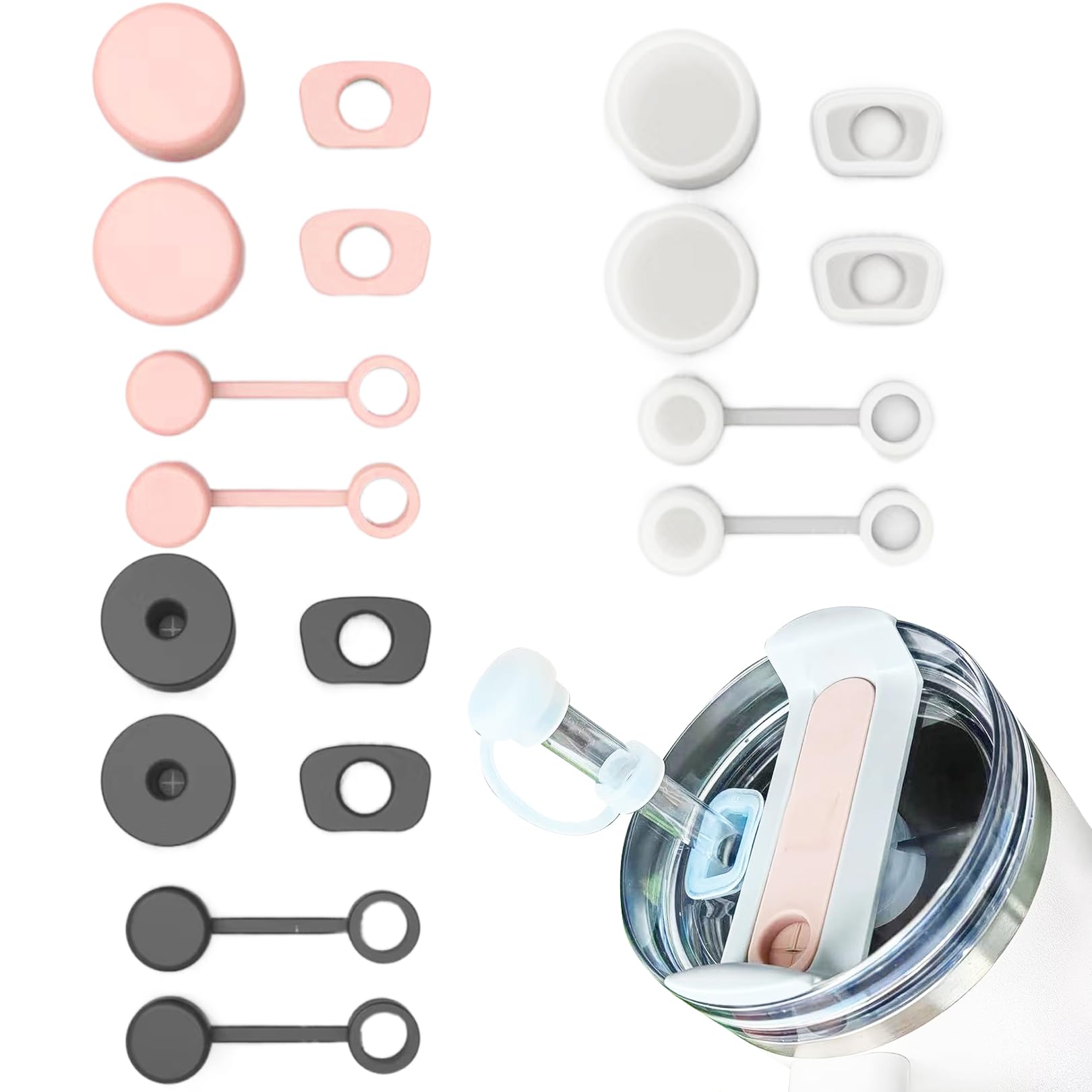 Copri Cannuccia Per Stanley Cup - Set Da 5 In Silicone, Colorati E Divertenti, Per Tazze 30 & 40 Oz - Foto 12