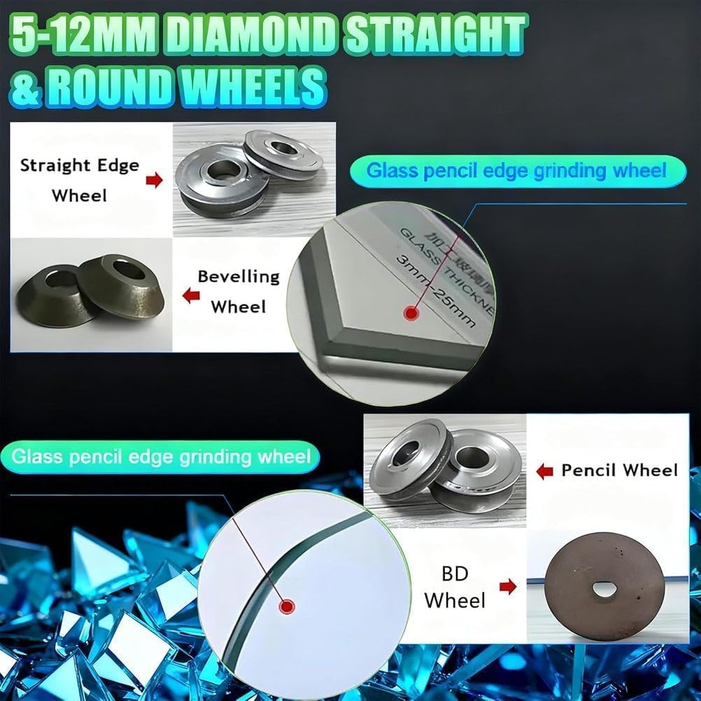 Electric Small Glass Edging Machine Portable Glass Edger Straight Round Bevel Edge Grinder Polish Edge Machine