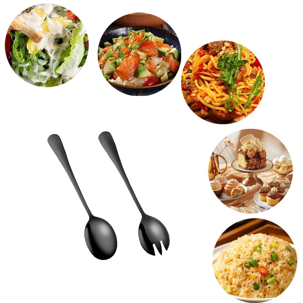 ARFUKA Set Di 6 Posate Da Insalata In Acciaio Inox Oro - 2 Cucchiai, 2 Forchette, 2 Cucchiai Scanalati, Utensili Da Tavola Eleganti - 2