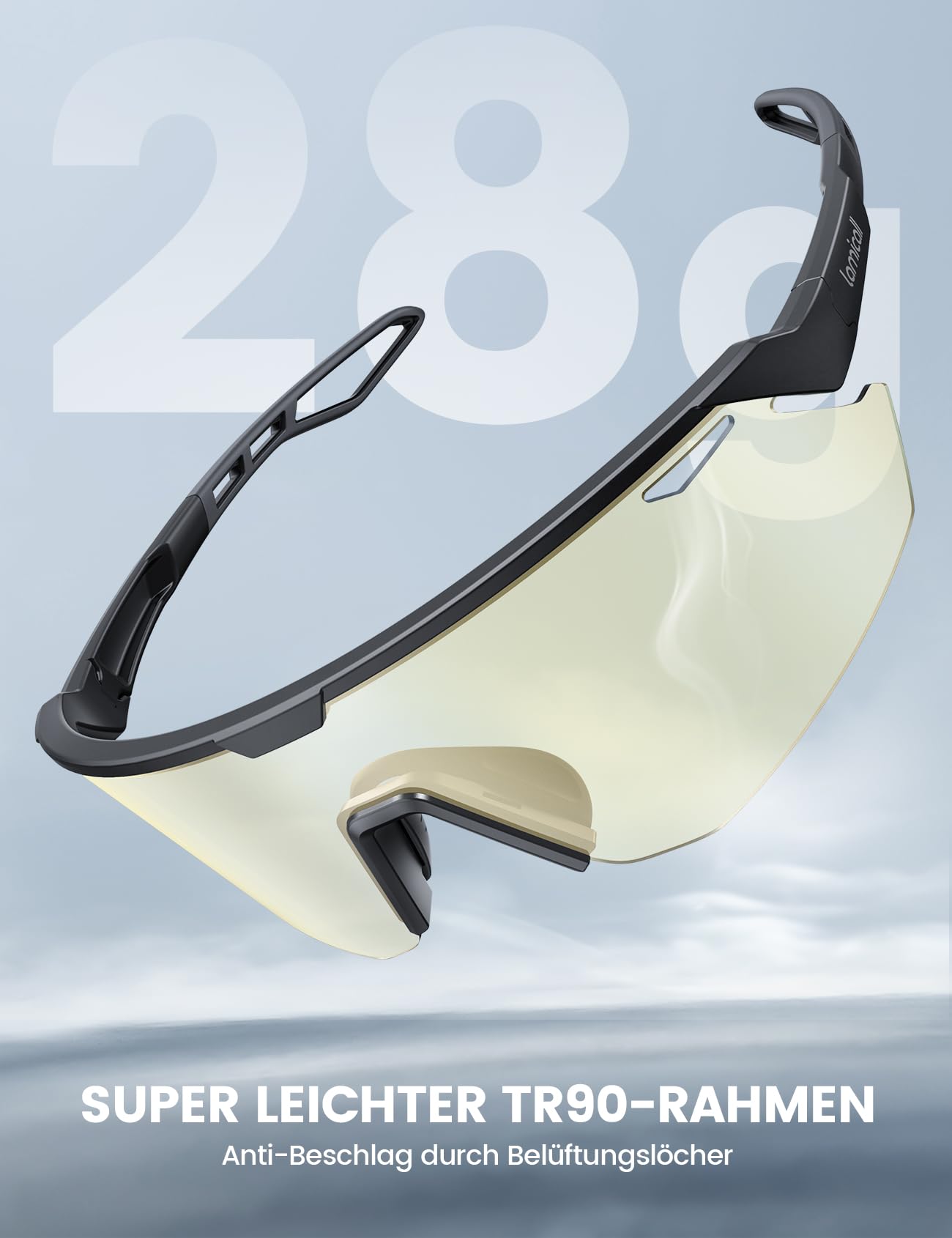 Lamicall Fahrradbrille Herren, Schnelle Brille Damen - [3S Selbsttönend] [28g TR-90 Ultraleicht] Sonnenbrille Fahrrad mit Verstellbare Nasenpad & Bügel, UV400 Laufbrille Sportbrille für Fahrrad/Laufen