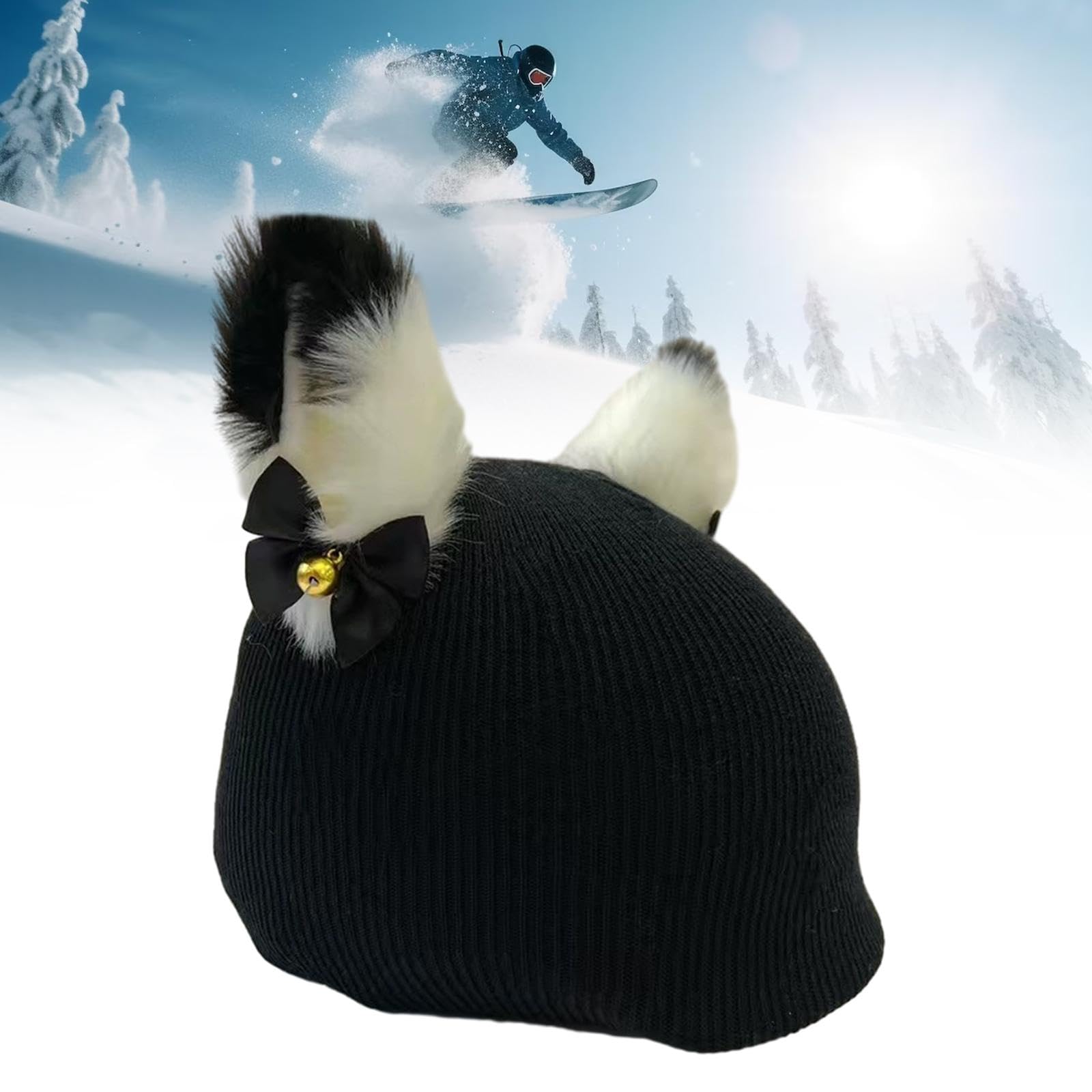 Housse Casque Ski Oreilles De Chat Tricot – Accessoire Mignon Ski Snowboard, Coupe-Vent Chaleur, Design Fantaisie Sport D'Hiver