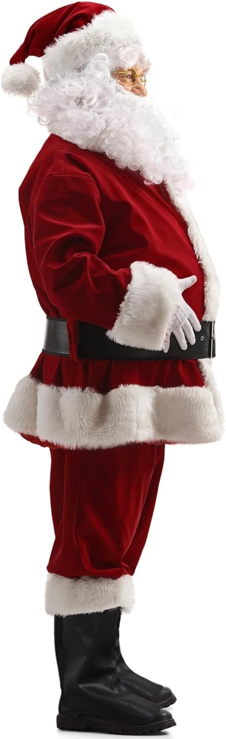 Santa Claus Costume for Men Santa Suit Adults 11pcs Mens Deluxe Professional Christmas Clause Outfit Xmas Cosplay - Image 2