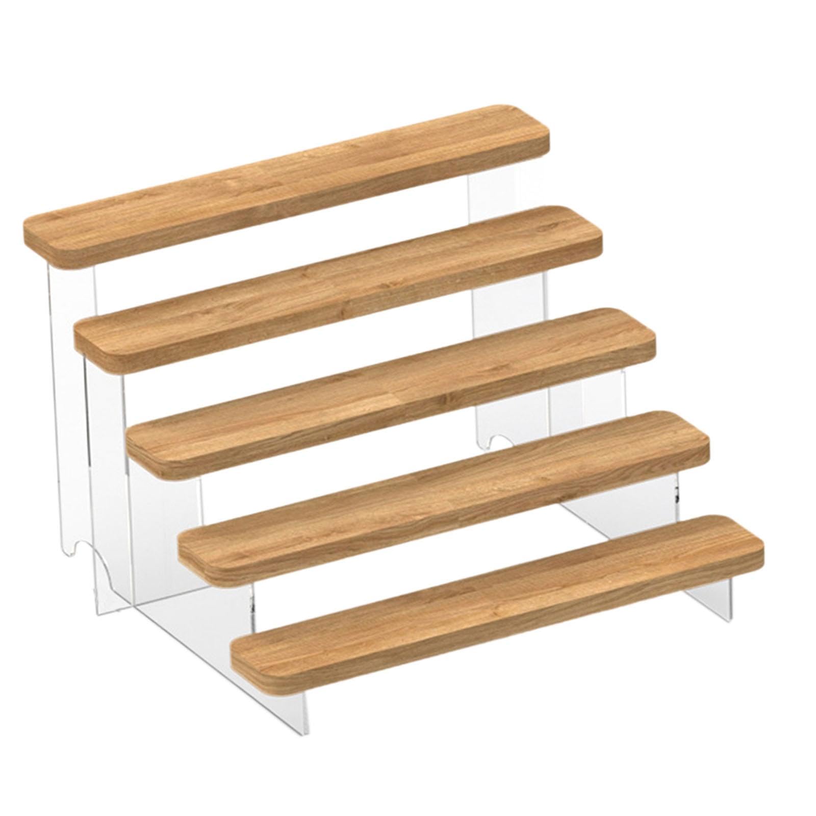 Klare Acryl Riser Display Ständer, Acrylic Display Riser Perfume Organizer Stand Showcase Jewelry Display Wood Tiered Display for Craft Figurine Decorations, 5 Layer(5 Layer)
