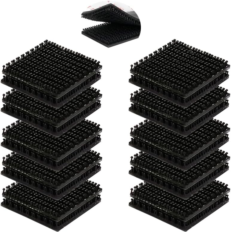 Dual Lock Fastener, EZ Pass Holder Mushroom Shaped Sticky Hook Lock Mounting Tape, Heavy Duty Mounting Tape Reclosable Durable for Home Office, 20Pcs Square 1"*1" SJ3551CF 400 Black
