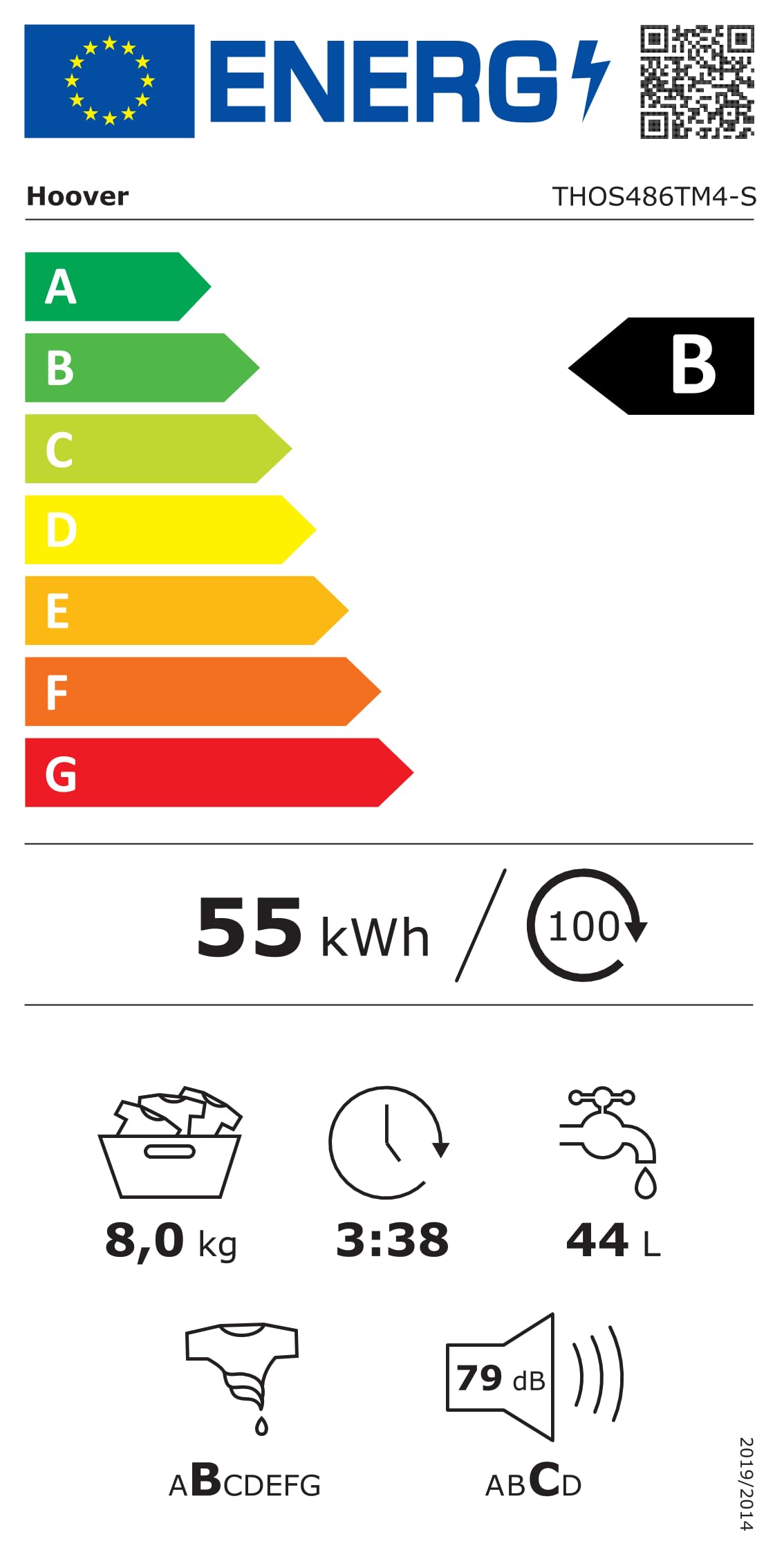 Hoover Toplader Waschmaschine THOS486TM4-S 8 kg I Gentle Touch I Smarte Bedienung mit Wi-Fi und Bluetooth I All in One Programme I Weiß