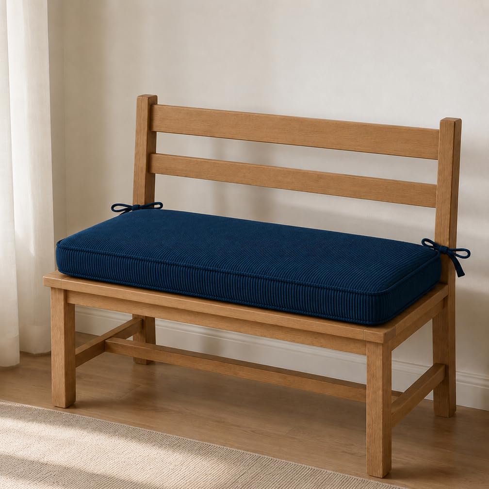AEHO Cuscino Panca, Velluto a Coste, Schiuma 50D, Fondo Antiscivolo,Navy Blue,100x40x5cm