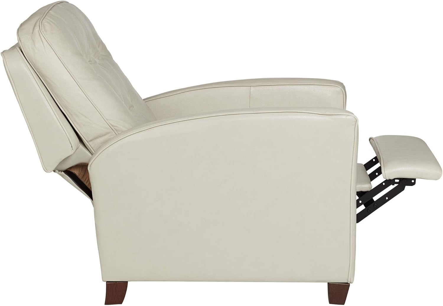 Livorno White Pearl Leather Recliner Chair Modern Armchair Comfortable Push Manual Reclining Footrest Upholstered Tufted Back for Bedroom Living Room Reading Home Relax Office