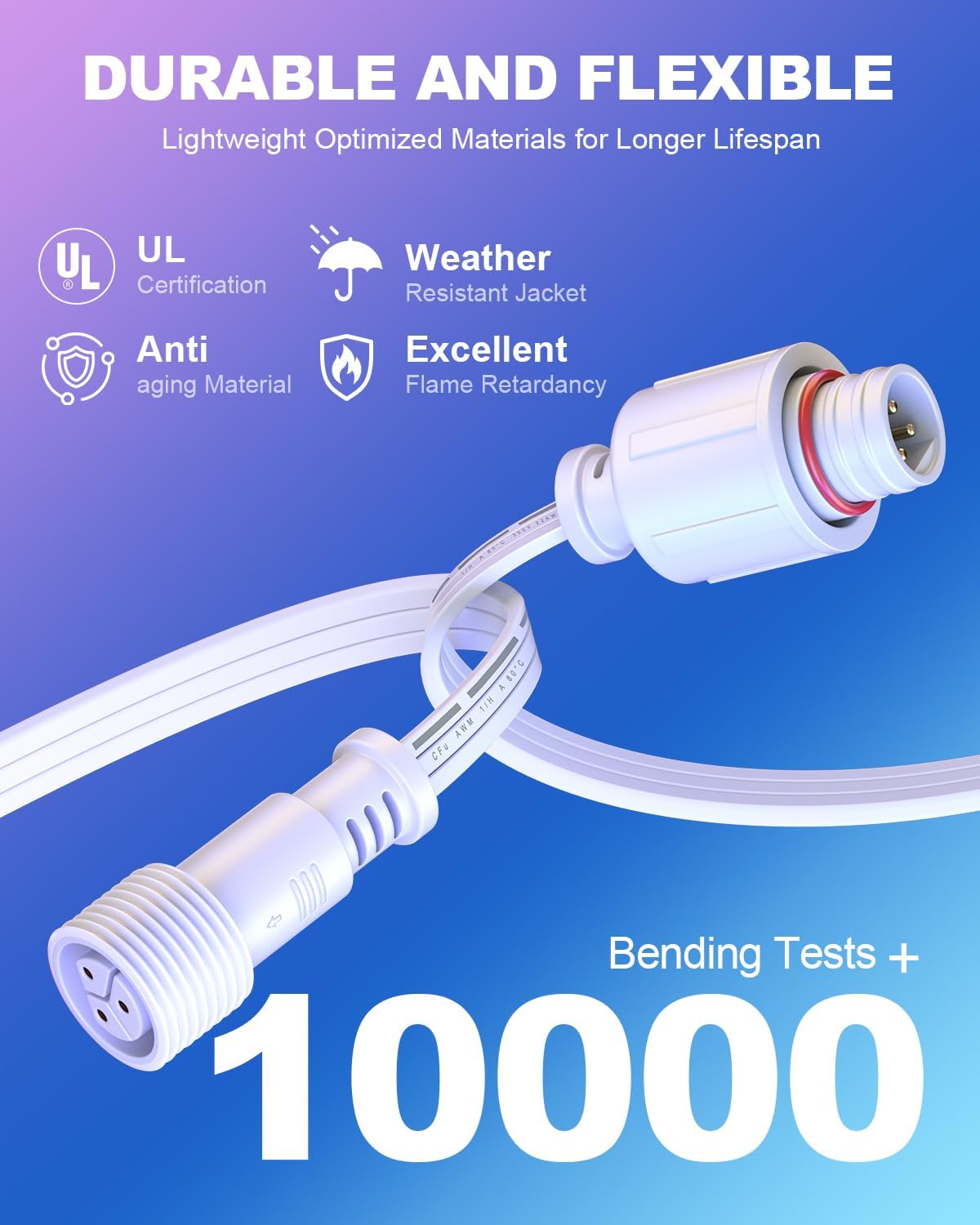10FT Extension Cable for E-fy Permanent Outdoor Lights E22, S4 - HP5, IP68 Waterproof Extension Cord Compatible with E-fy E22/S4 for Christmas-Holiday (10 Ft Extension Cable)