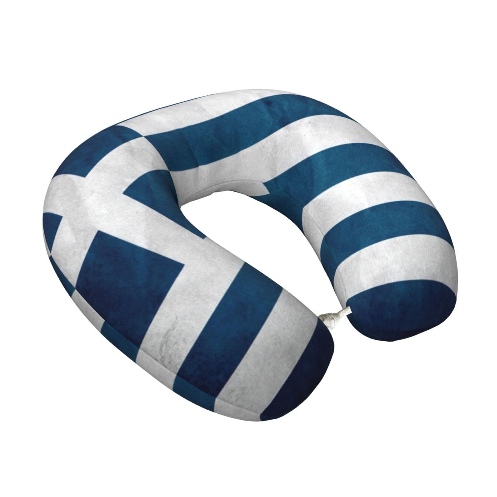 Yyoretp greek flag Print Travel Pillow Pure Memory Foam Neck Pillows Portable Headrest for Airplane