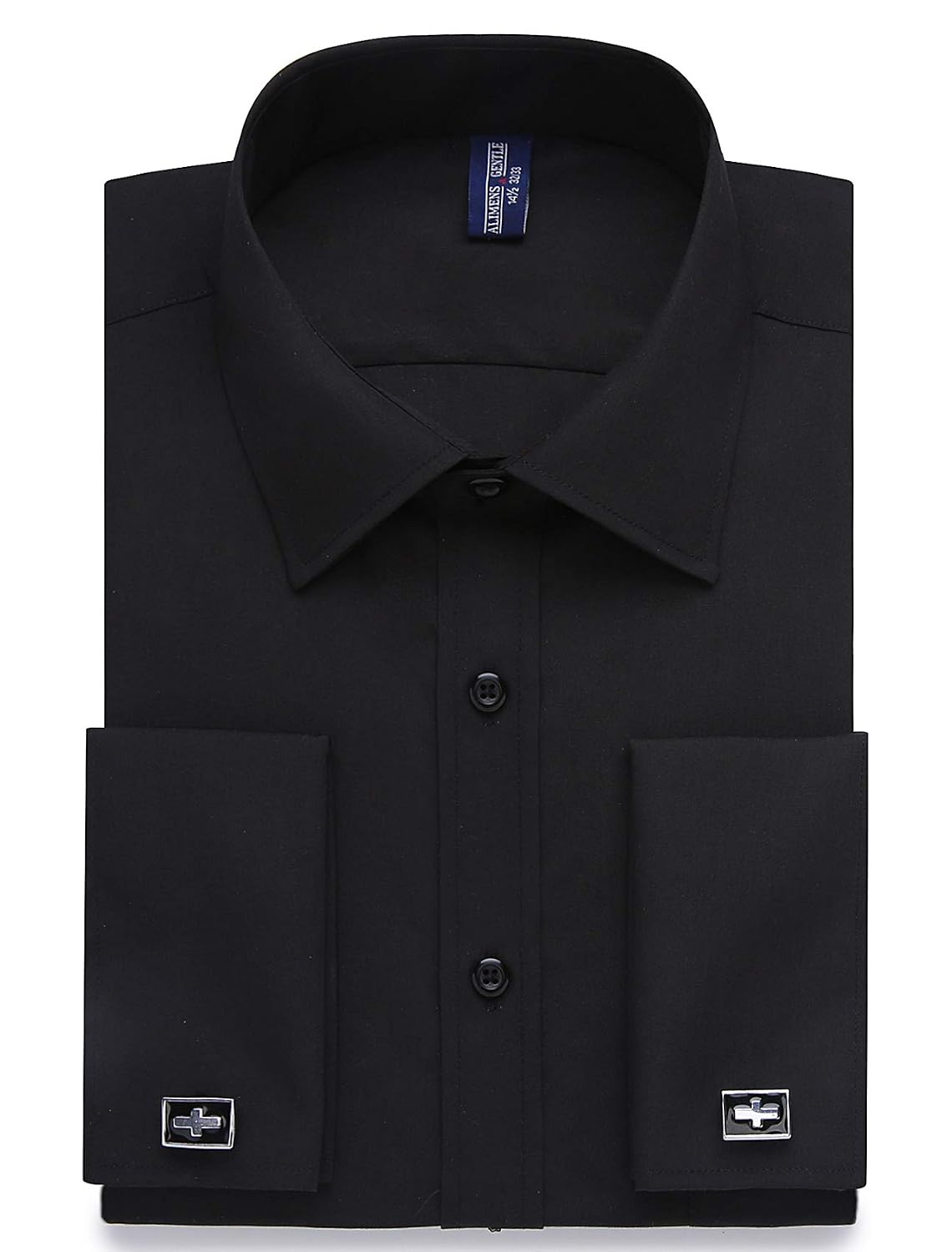 Alimens & Gentle Camisa social masculina, manga comprida, elástica, sem rugas, cor lisa, formal, casual, abotoada