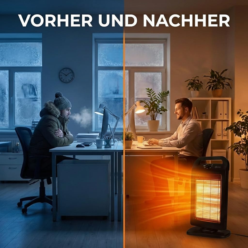 NEO TOOLS Halogen Infrarot Heizstrahler 400/800/1200W, Sofortwärme